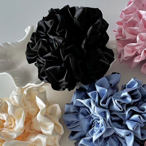 Best Satin Pleated Headdress Flower Large Full Hydrangea Hair Ring