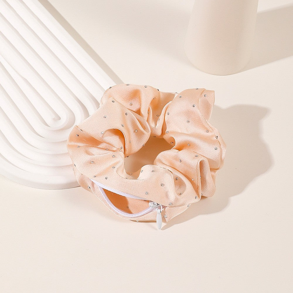Solid Color Velvet Cloth Zipper Large Intestine Hair Ring