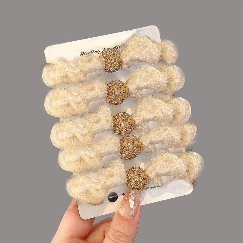 Hollow Rhinestone Small Intestine Hair Ring