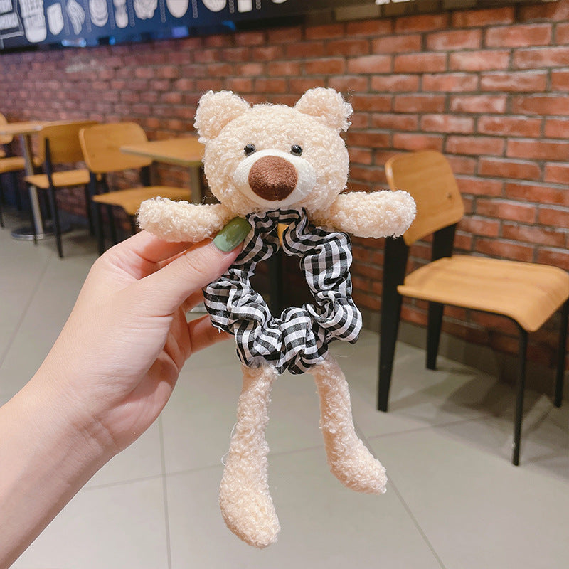 Simple And Cute Bear Plush Large Intestine Hair Ring