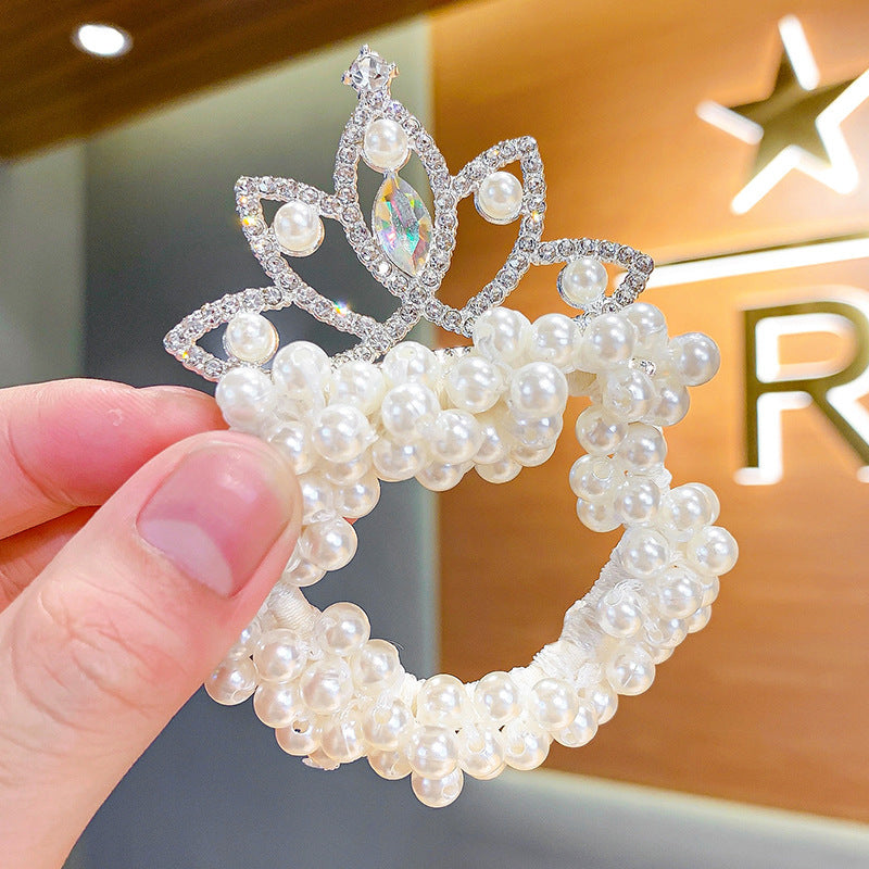 Children's Crown Tiara Princess New Pearl Flower Hair Ring