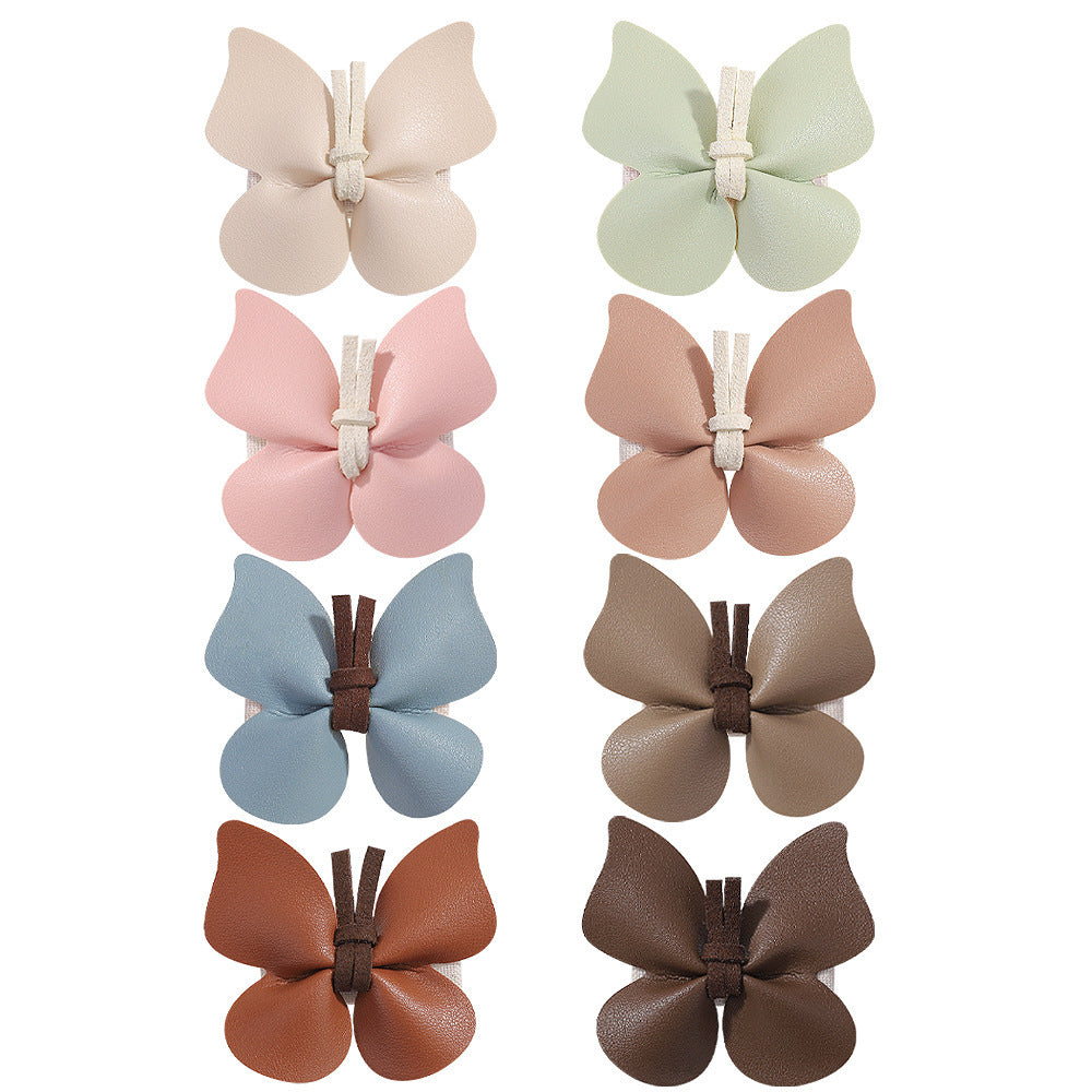 New PU Leather Butterfly Full Bag Clip Children's Barrettes