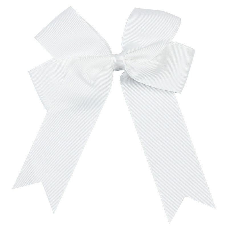 Handmade Long Floating Tail Solid Color Bow Children Barrettes
