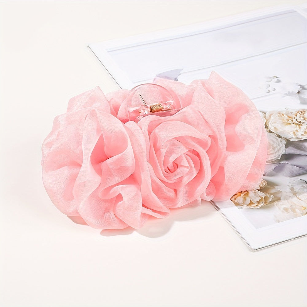 Chiffon Bow Barrettes Back Head Updo Hair Claw