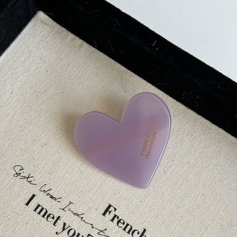 Purple Blue Milky White Black Green Heart Acrylic Barrettes