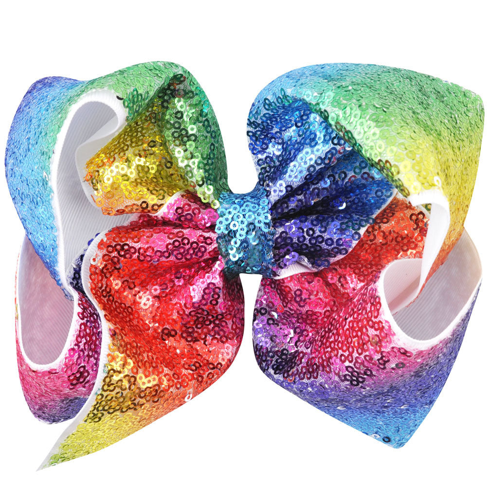 Women's Solid Color Sequin Big Bow Hair Clip