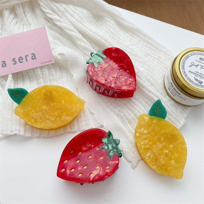 Cute Strawberry Shark Clip Bun Hair Clip Headdress