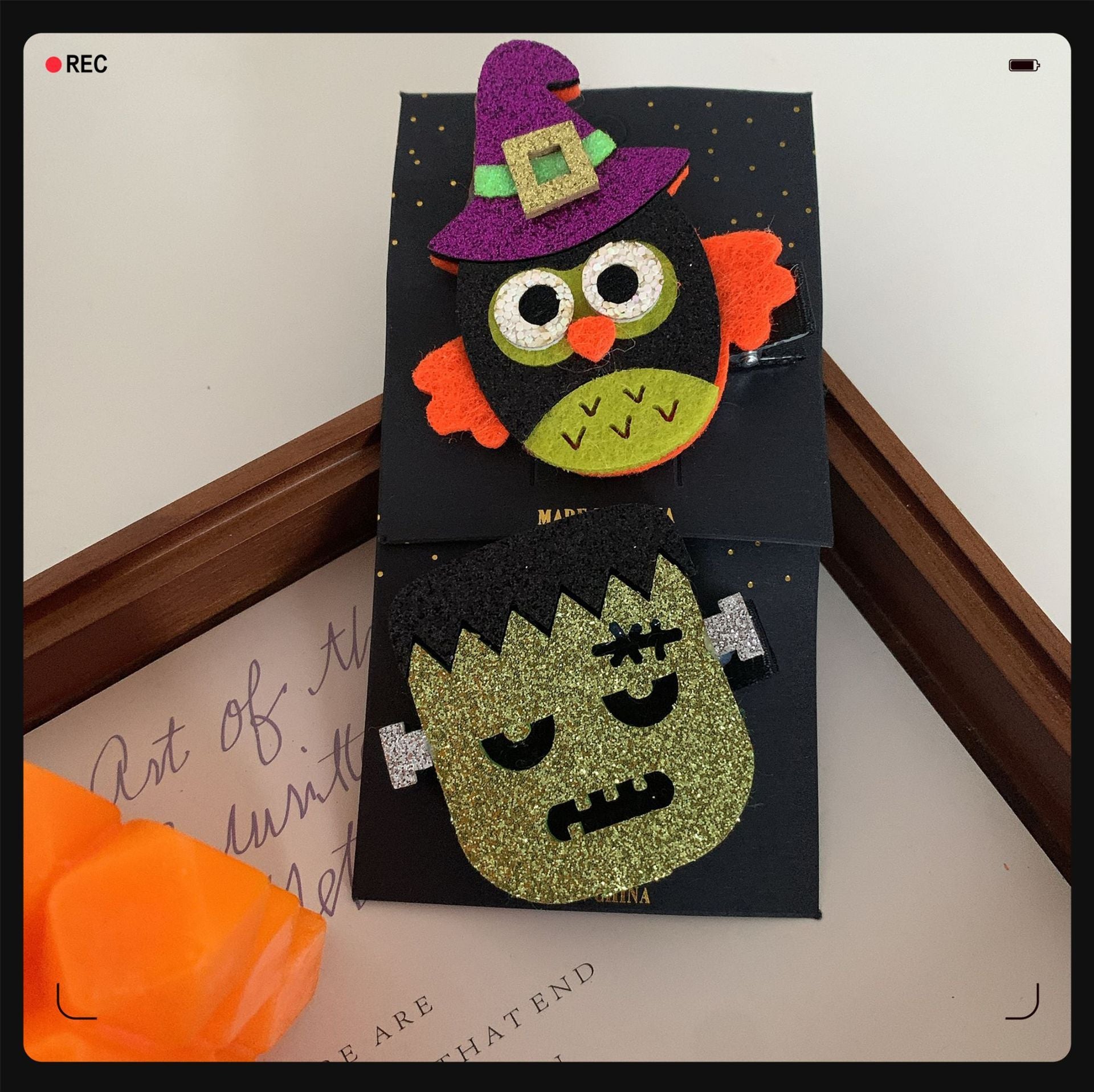 Children's Pumpkin Skull Barrettes Halloween Bat Barrettes