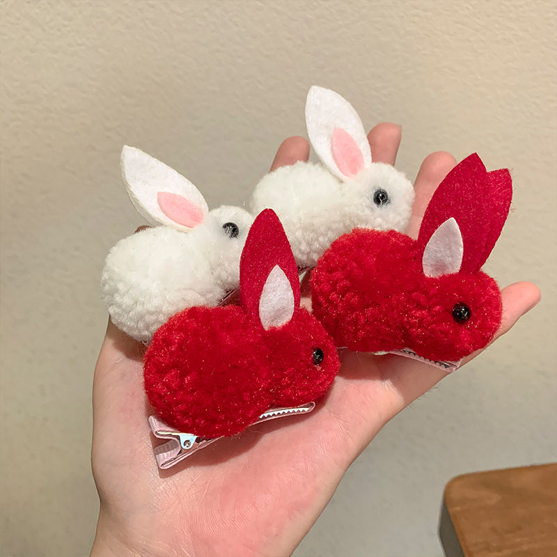Cute Bunny Three-dimensional Barrettes Children's Plush Clip