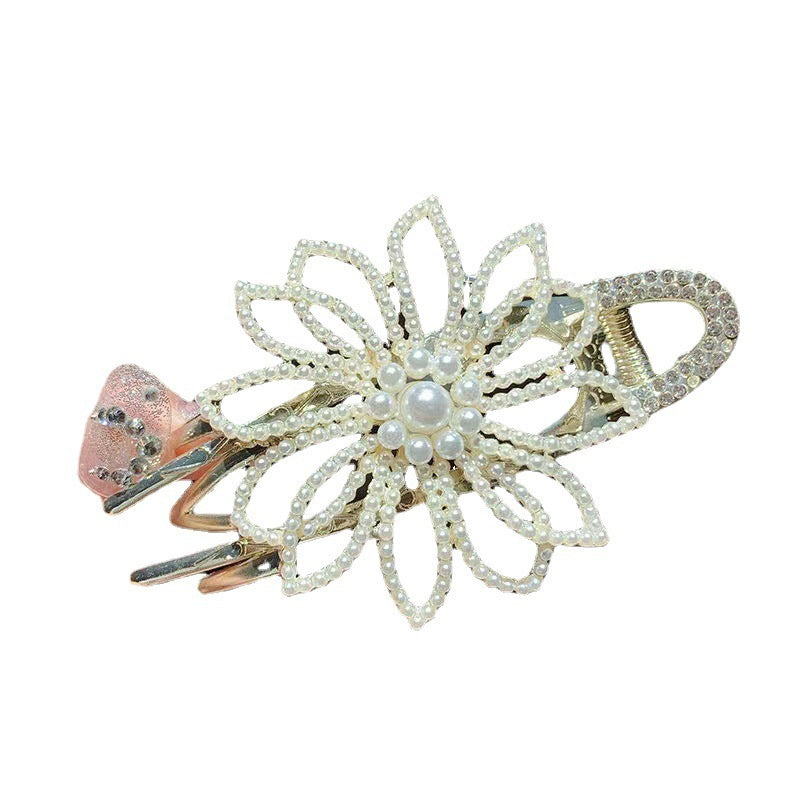 Dignified Flowers Horizontal Clip Hair Claw Bow Ponytail Clip