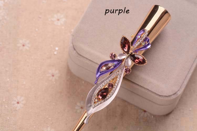 Painted golden crystal plate hair clip
