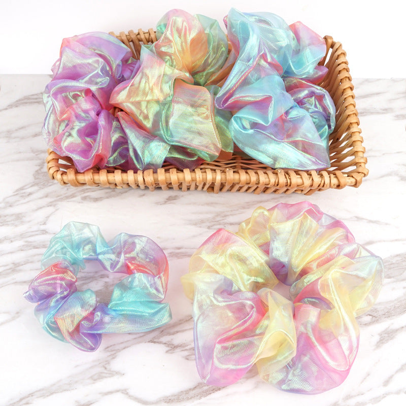 Pig Large Intestine Hair Ring European And American Mesh Colorful Mixed Color