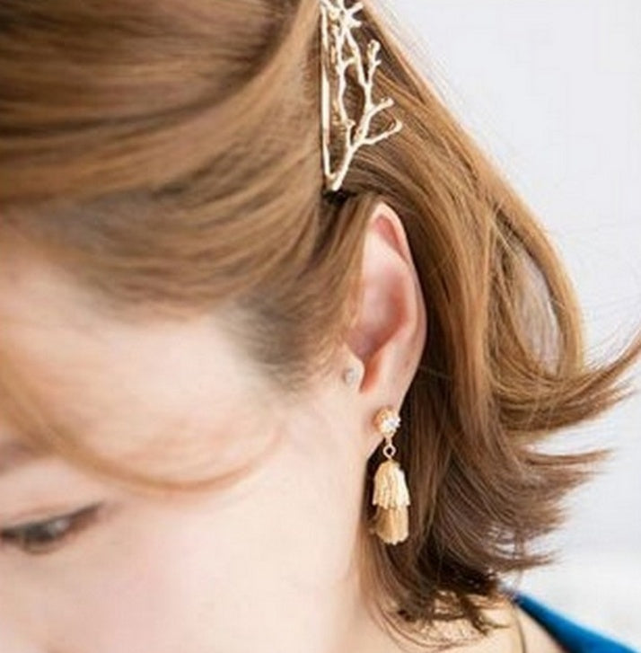 Popular Best Korea hair accessories fairy antlers branch metal edge clip side clip hairpin
