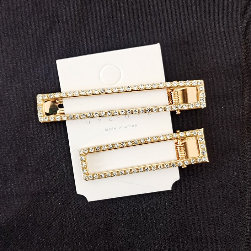 8cm Large Rectangular Metal Barrettes Rhinestone