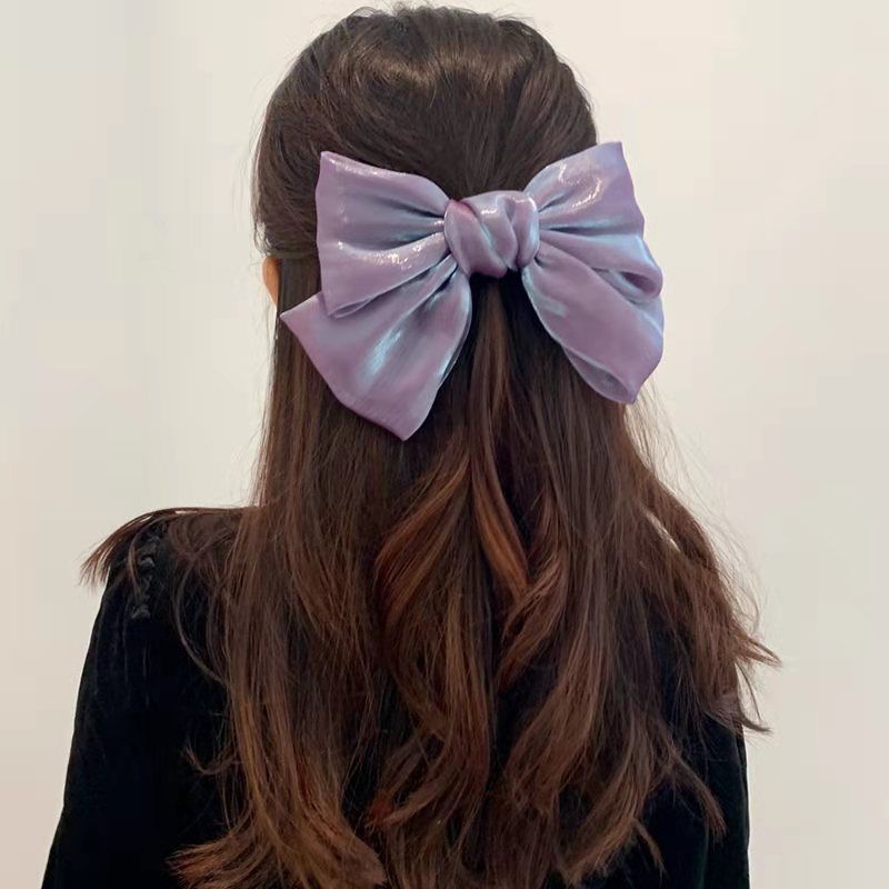 Mermaid French Pearlescent Satin Bow Barrettes
