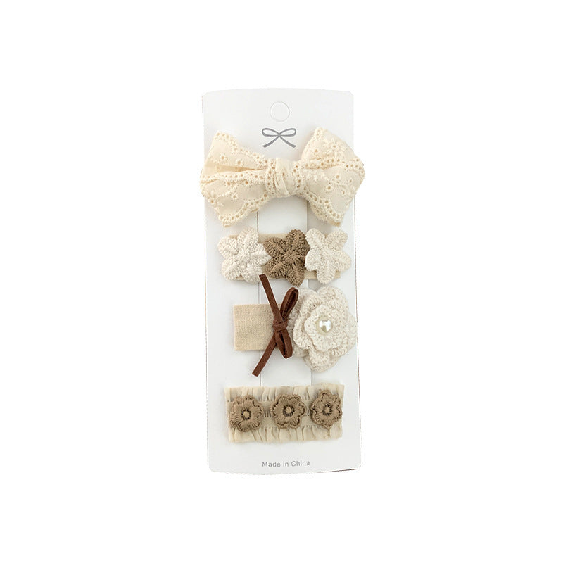 Fabric Lace Barrettes 4 Pack Baby Flower Headwear