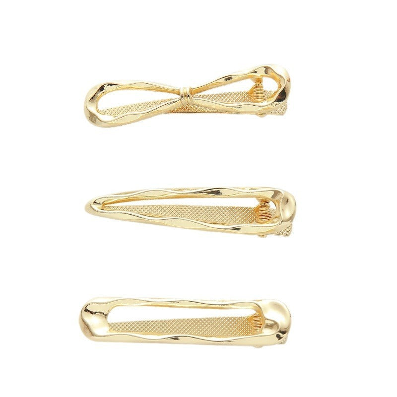 Cold Wind Metal Barrettes Silver Shaped Wave