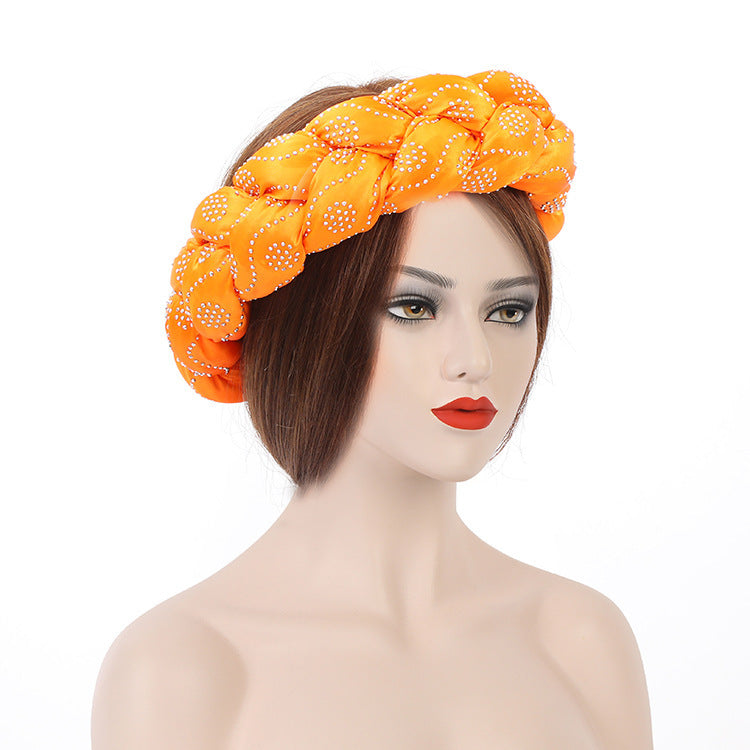 Satin Multicolor Perm Drill New Twist Braid Hairband Hair Ring