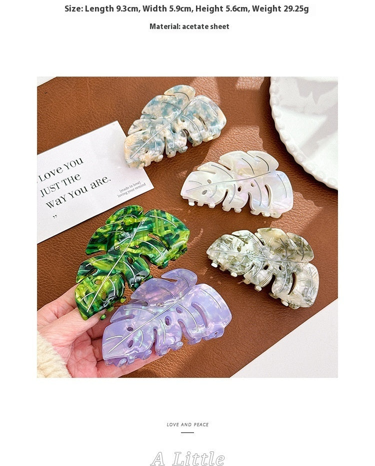 Creative Decorative Colorful Acetate Leaves Barrettes