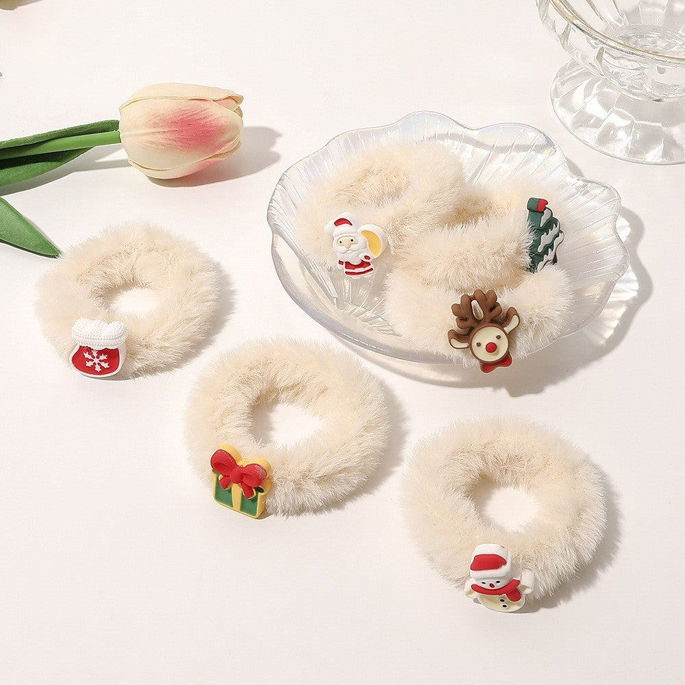 Cute Rabbit Furry Hair Ring Festive Atmosphere