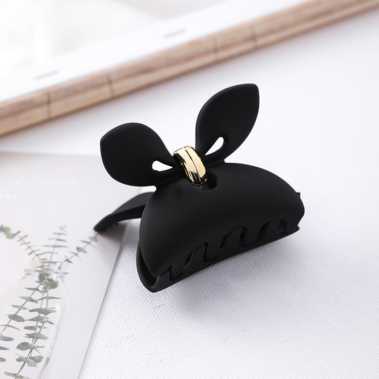 Bow resin grip clip solid color matte rabbit ears hair clip