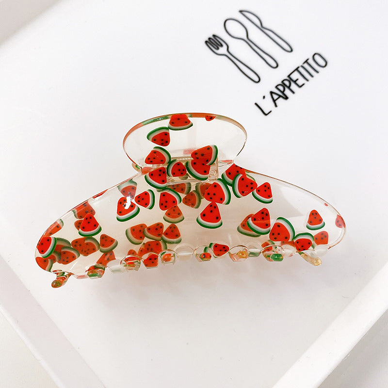 Women's Acrylic Fruit Pattern Geometric Shape Hair Clip