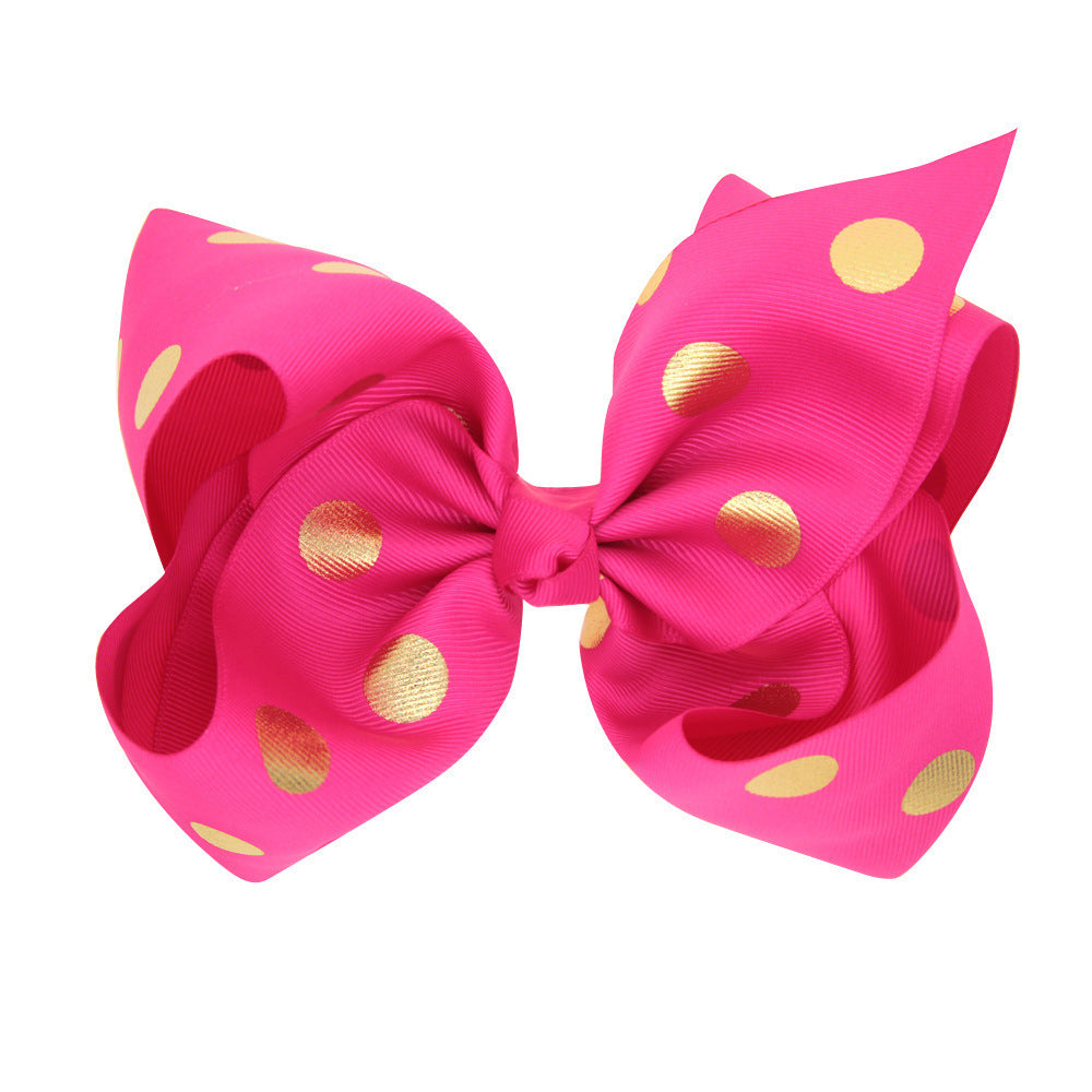 8 Inch Large Bronzing Dot Bow Hair Clip