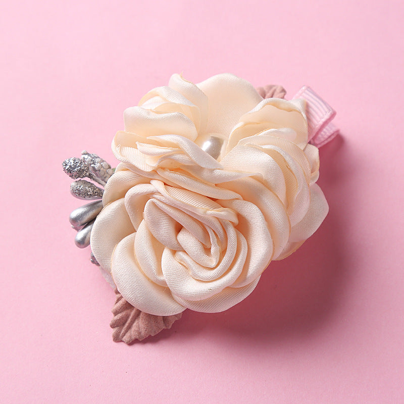 New Three-dimensional Flower Children's Pearl Hair Clip