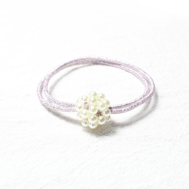 Weaving Hollow Round Ball Pearl Hair Ring