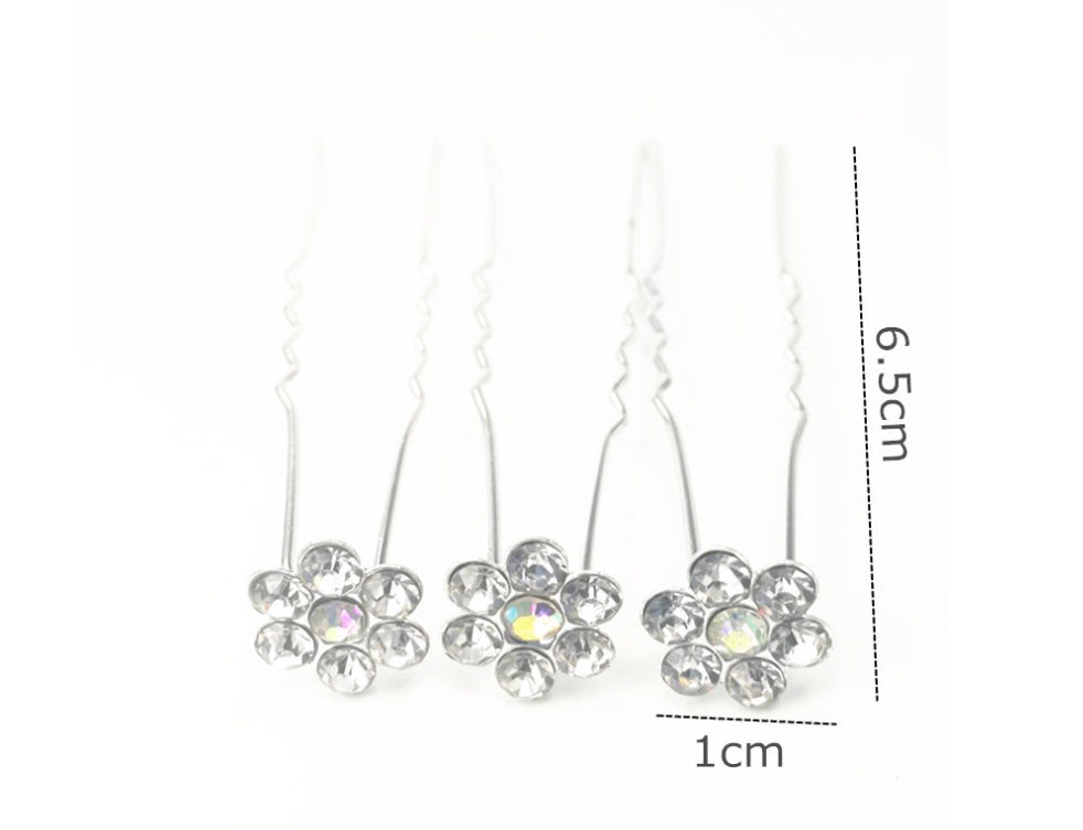 Pearl U-shaped bun Bridal plate hair fork pearl rhinestone flower-studded hair clip