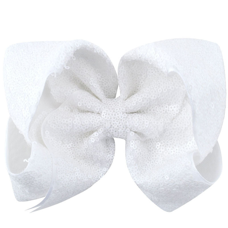 Women's Solid Color Sequin Big Bow Hair Clip