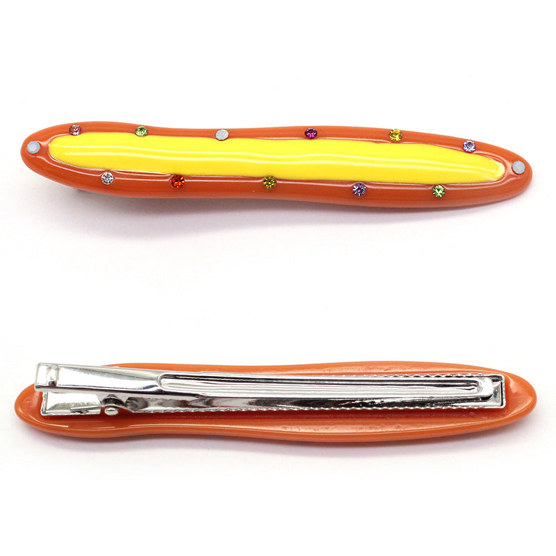 Women's Candy Color Resin Diamond Drop Oil Barrettes