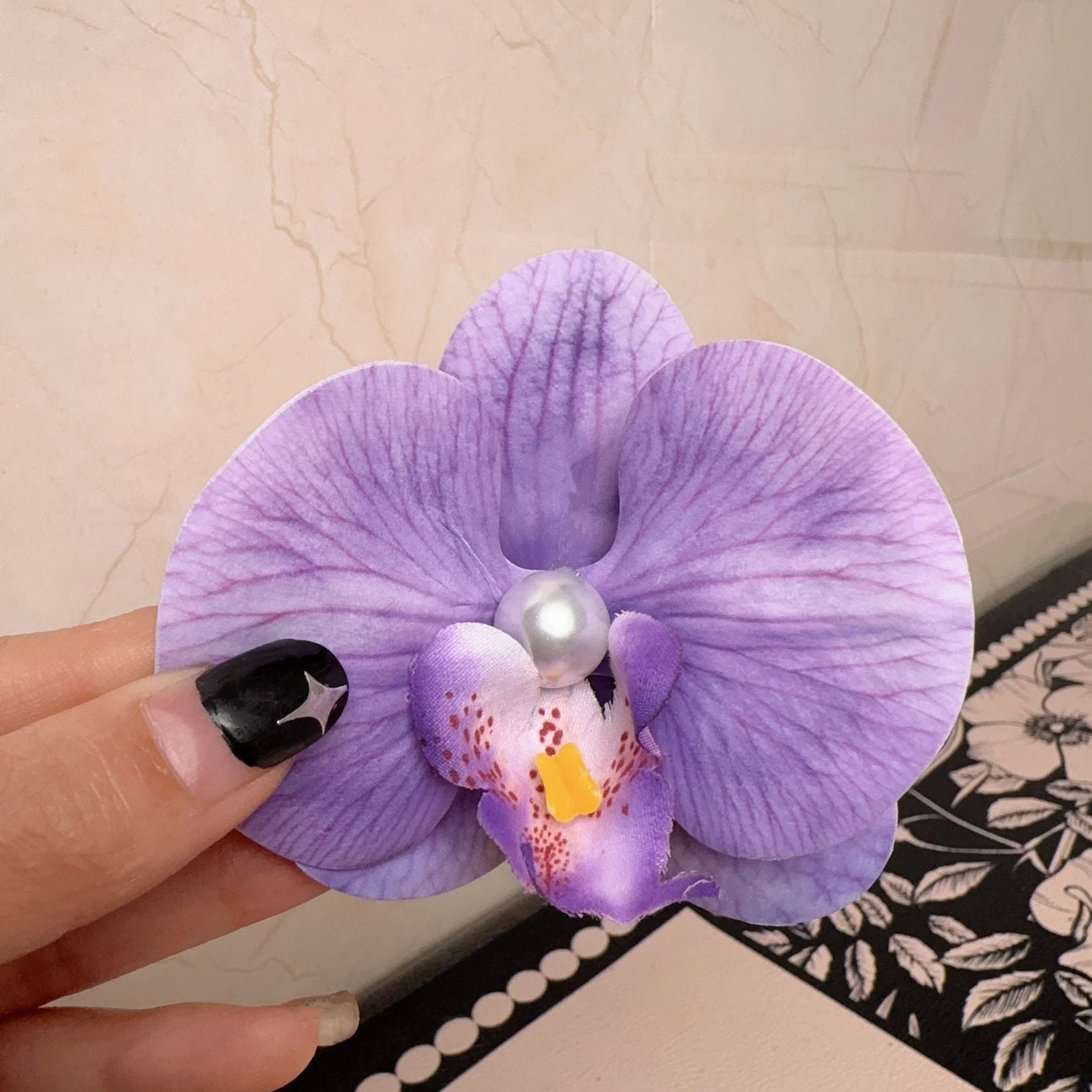 Korean Sweet Romantic Purple Phalaenopsis Flower Hairpin For Women Girls Trendy Hair Clip Claw 2024 New Barrettes Charm Headwear