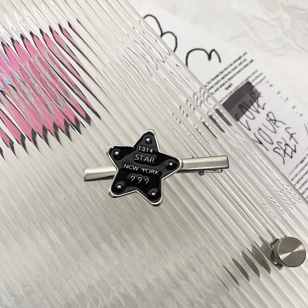 Oil Dripping Love Star Barrettes Bangs Side