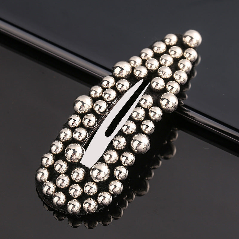Women's Rivet Droplet Pearl Bb Versatile Hair Clip