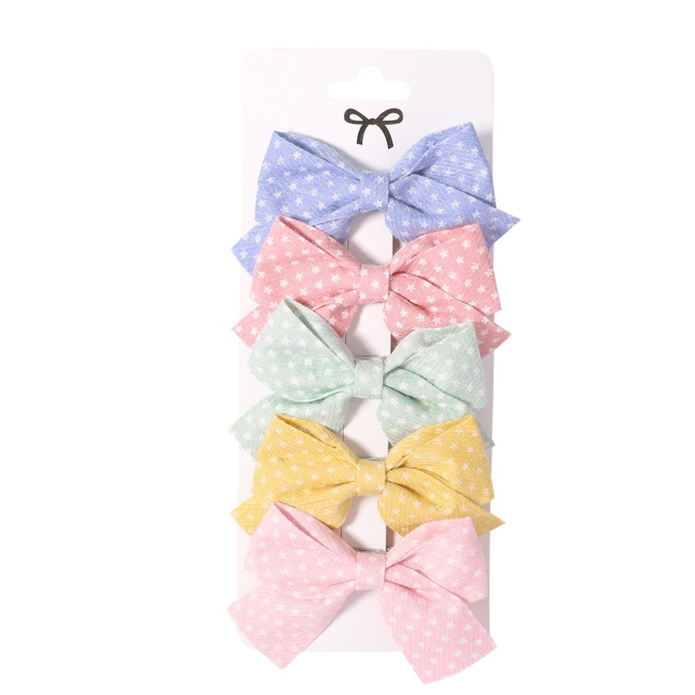 Fabric Plaid Bow Barrettes Floral Plaid A Pair Of Hairclips