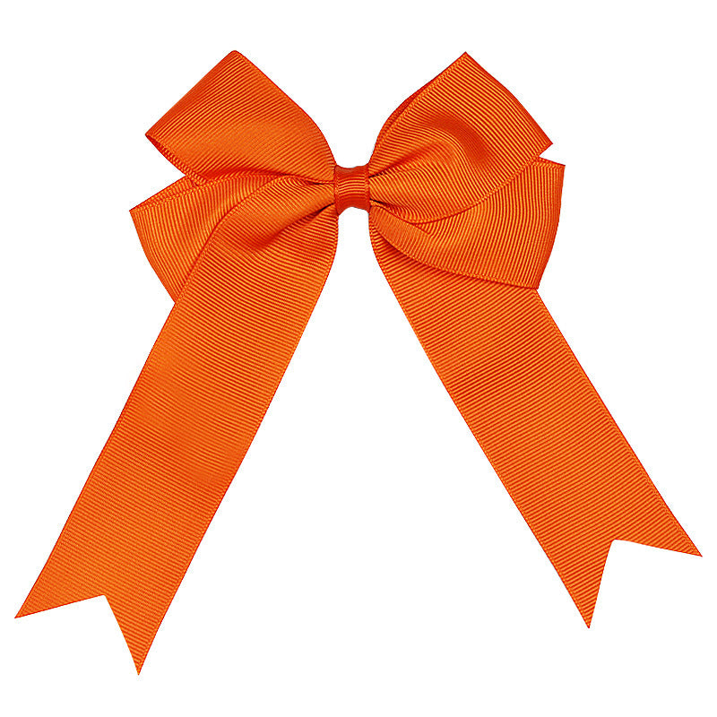 Handmade Long Floating Tail Solid Color Bow Children Barrettes