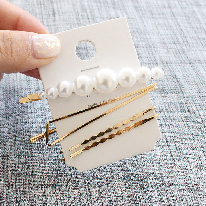 Alloy Pearl Liu Seaside Clip A Word Clip Hairpin Hair Accessories