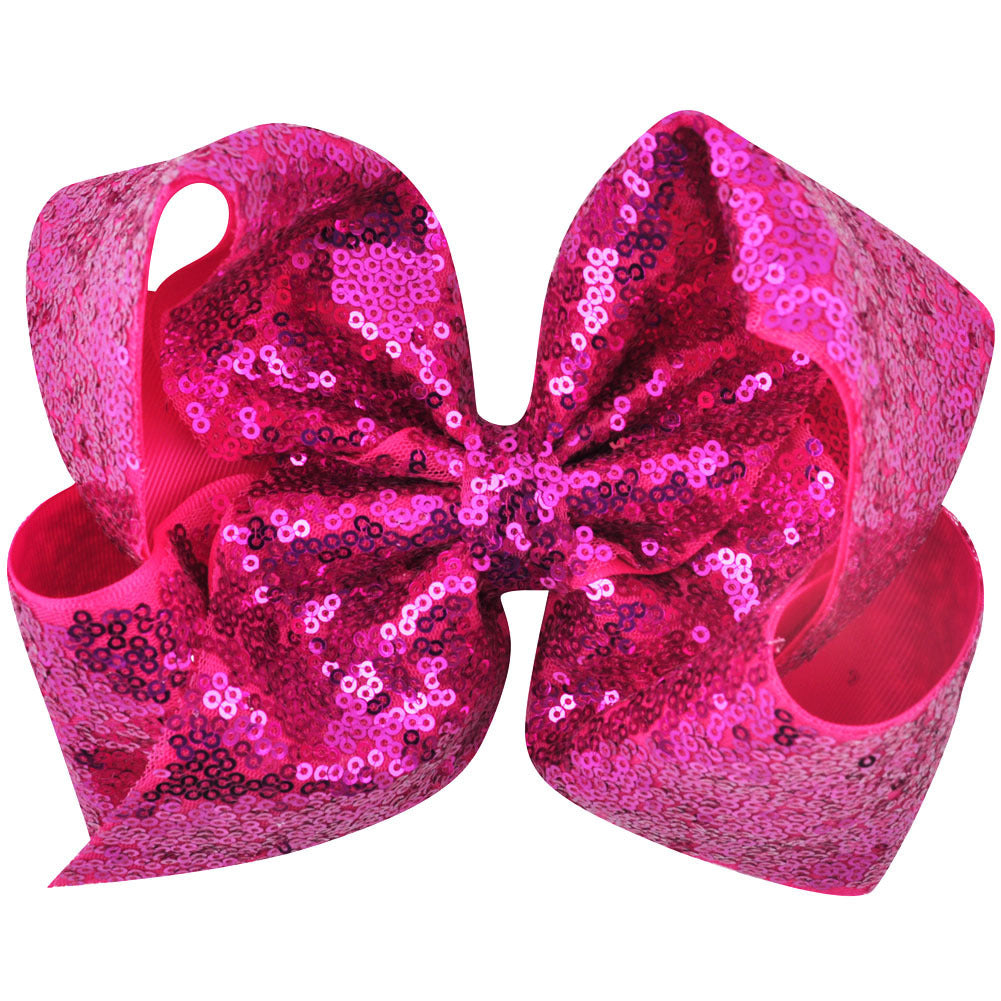 Women's Solid Color Sequin Big Bow Hair Clip