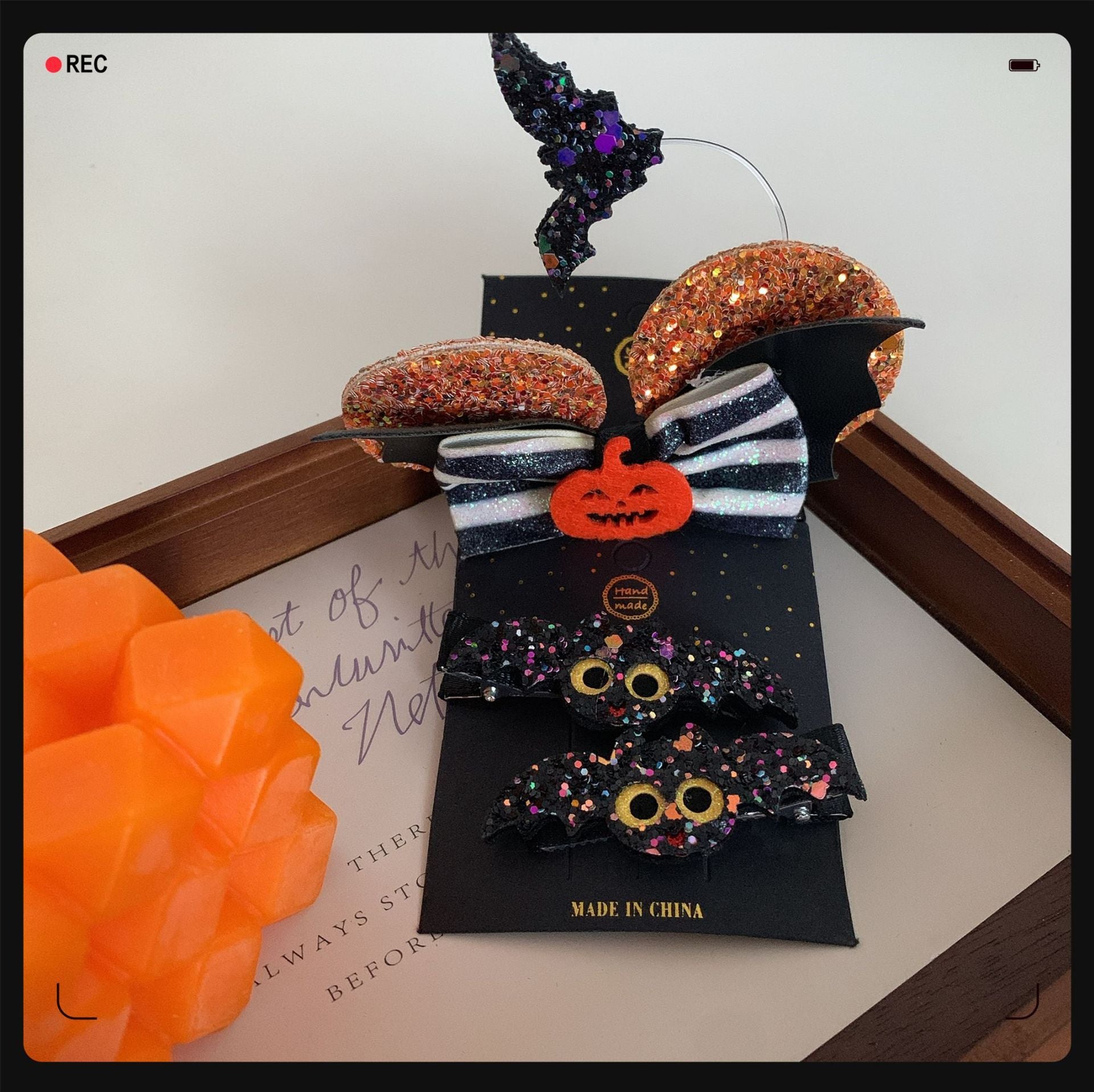 Children's Pumpkin Skull Barrettes Halloween Bat Barrettes