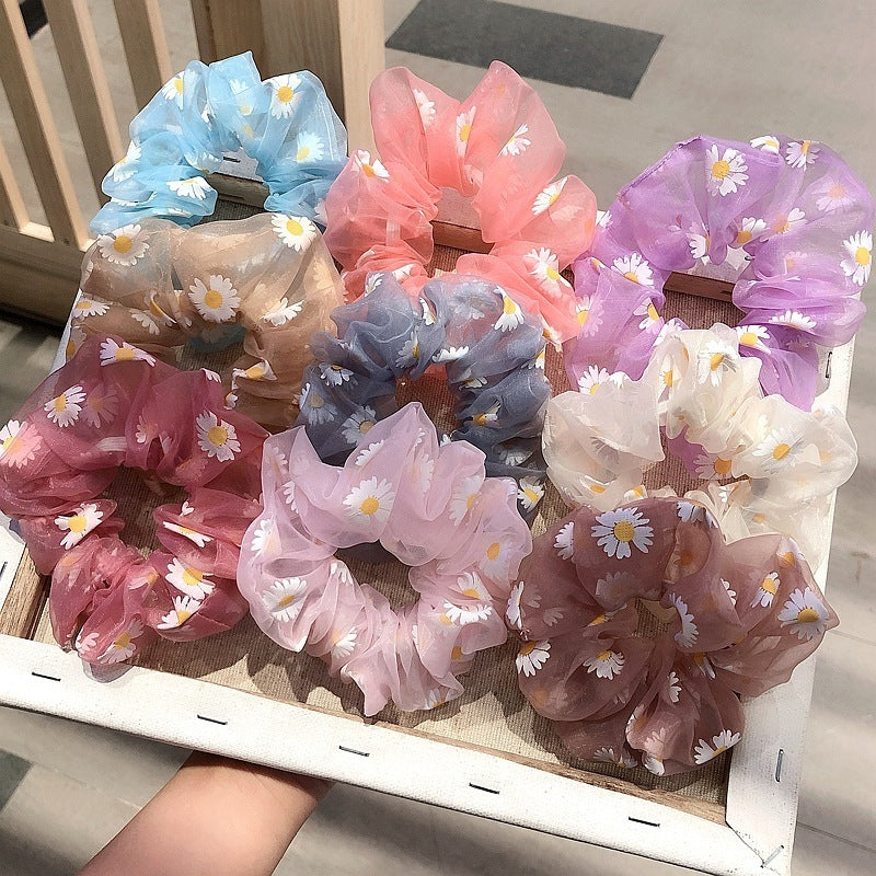 Small Daisy Flower Large Intestine Hair Ring Hair Accessories Forest Girl