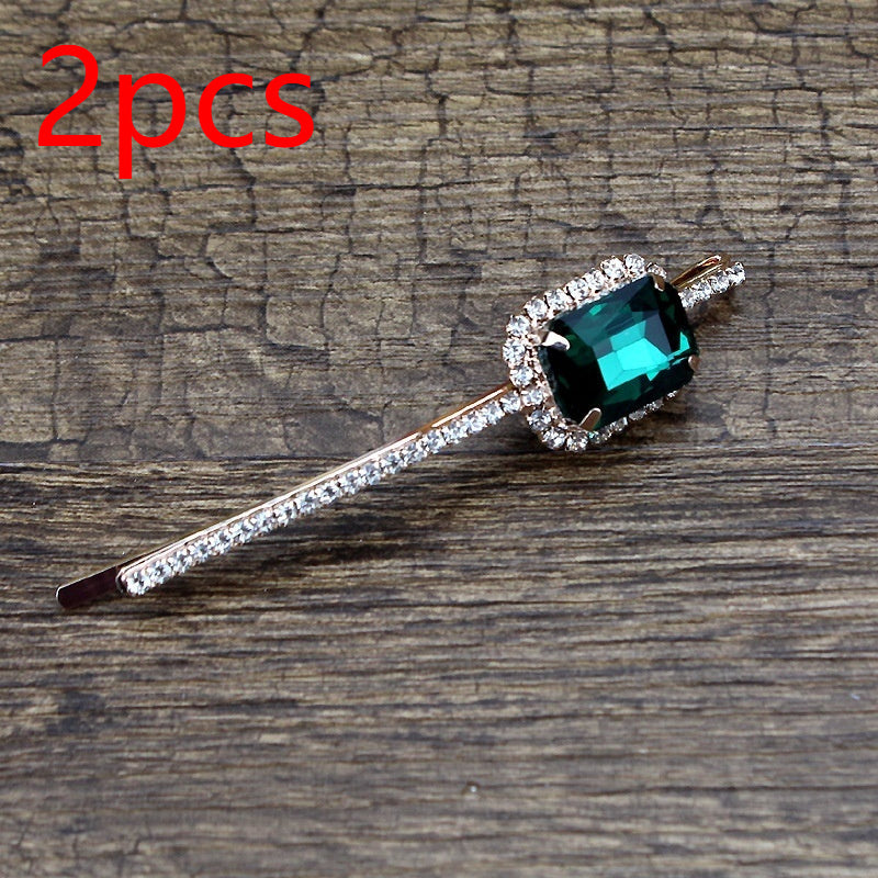 Square Rhinestone Bobby Pin Hair Clip Personality Side Clip Headdress