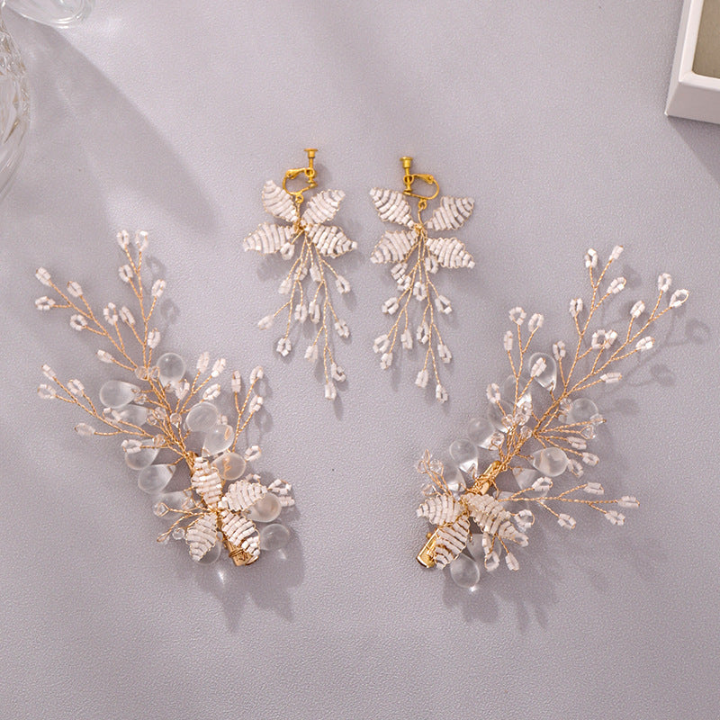 Mori Aesthetic Bridal Headdress Simple Wedding Hair Ear Clip
