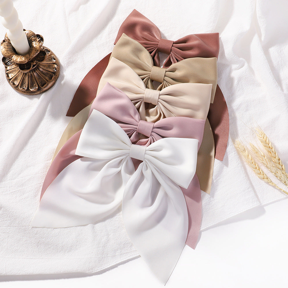 Women's Fashion Solid Color Large Bow Barrettes