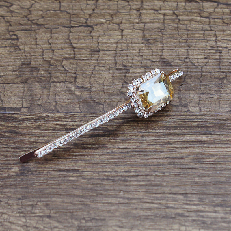 Square Rhinestone Bobby Pin Hair Clip Personality Side Clip Headdress