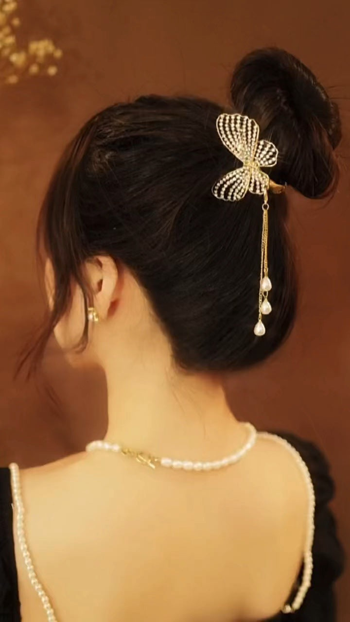 Best Super Fairy Butterfly Diamond Tassel Horsetail Hair Clip