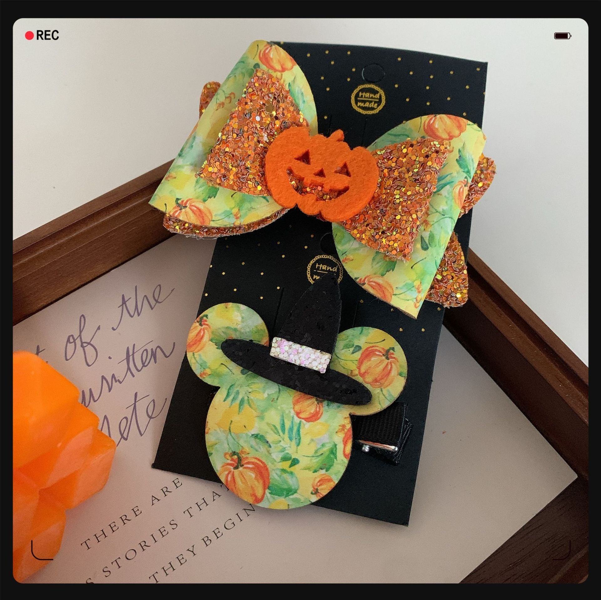 Children's Pumpkin Skull Barrettes Halloween Bat Barrettes