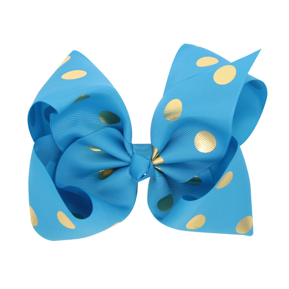 8 Inch Large Bronzing Dot Bow Hair Clip