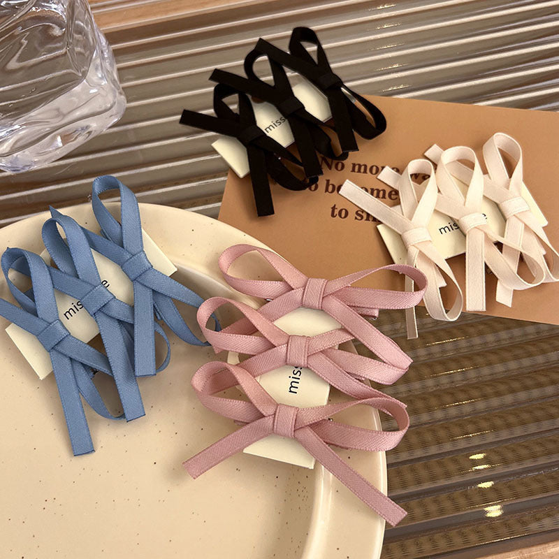 French Lace Style Clip Sweet And Spicy Atmosphere Ribbon Small Bowknot Woven Barrettes Princess Hairstyle Headdress Clip