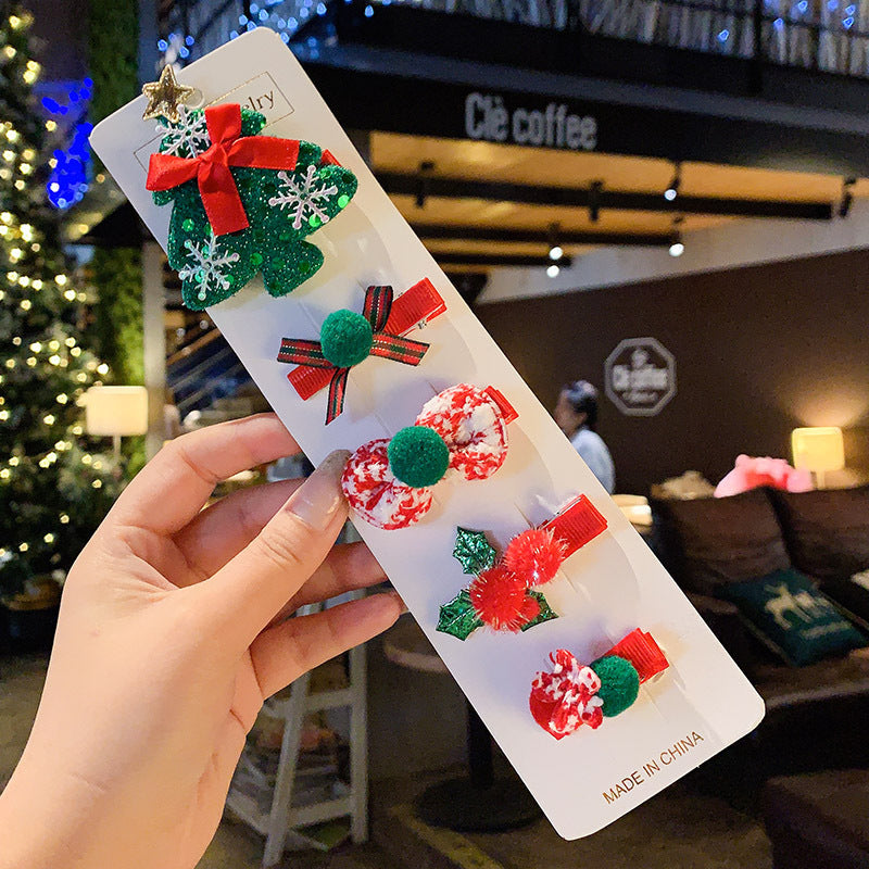 Children's Fashion Simple Christmas Barrettes Suit